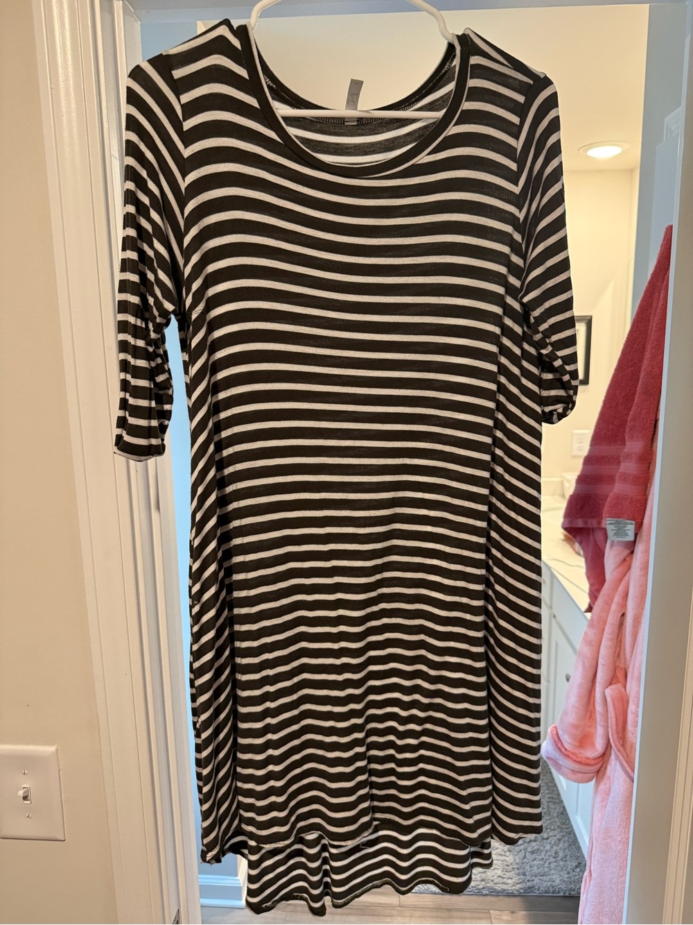 Lee Black and White Striped Midi Dress